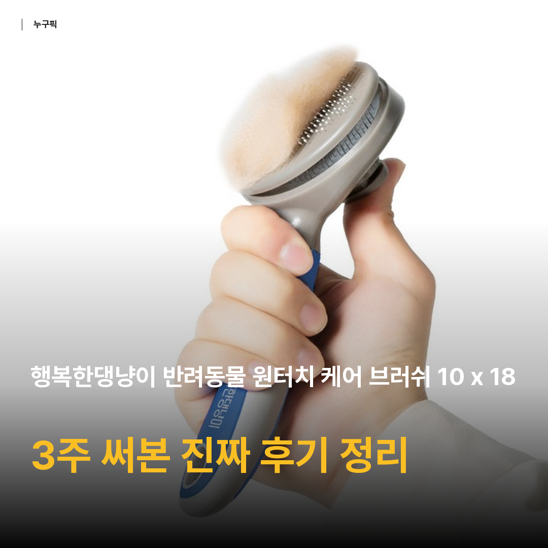 행복한댕냥이 반려동물 원터치 케어 브러쉬 10 x 18.5 cm, 블루, 1개