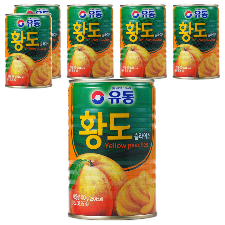 유동 황도 슬라이스 통조림, 400g, 6개 실사용 이미지