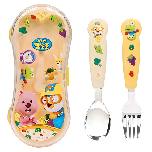 릴팡 뽀로로잡스 입체 편한 어린이 스푼 포크 케이스 세트 PR5980 실사용 이미지