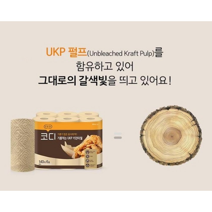 코디 기름먹는 키친타올 6롤 보관 이미지