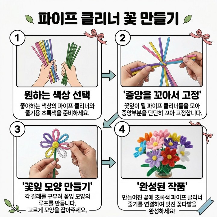 모루 철사로 꽃 만들기 실사용 장면