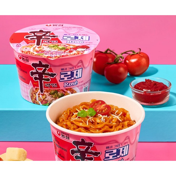 신라면 로제 큰사발면 108g 패키지 디테일