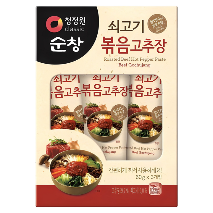 청정원순창 쇠고기 볶음 고추장 60g 3개 패키지 실사용 이미지