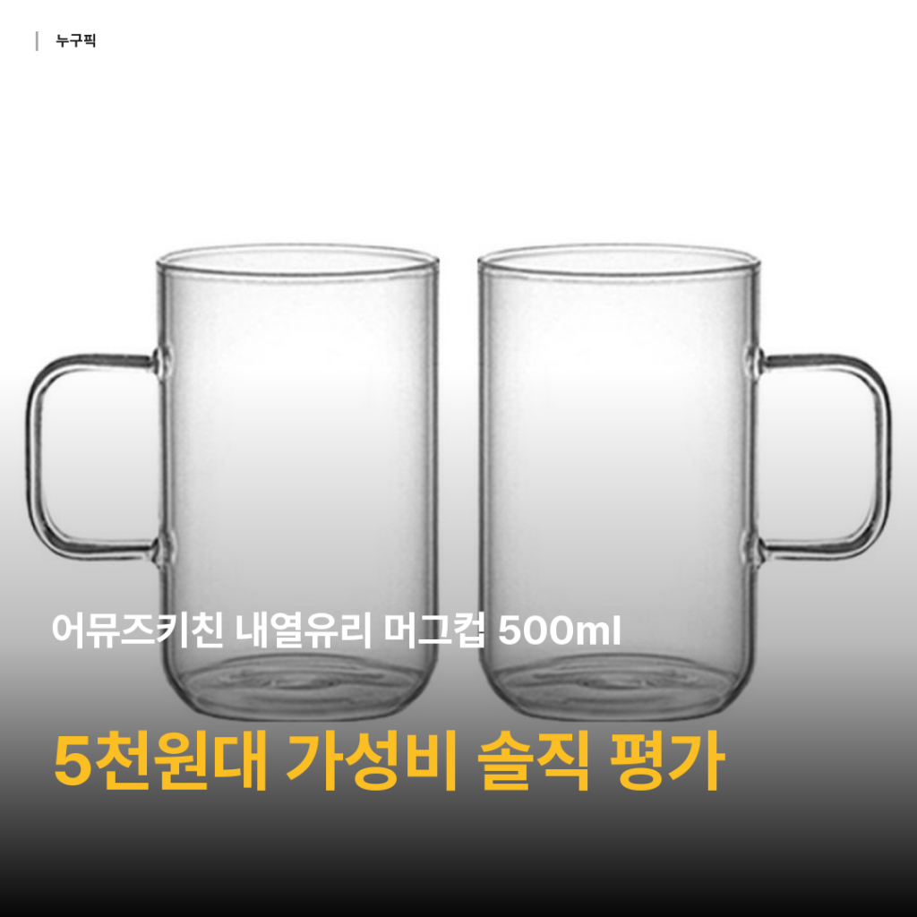 내열유리 머그컵 추천 — 어뮤즈키친 500ml 2개 5천원대 가성비 리뷰 종합